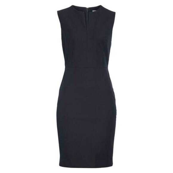 🆕NORDSTROM SIGNATURE Little Black Dress Split Neck Sheath Small - Picture 5 of 13